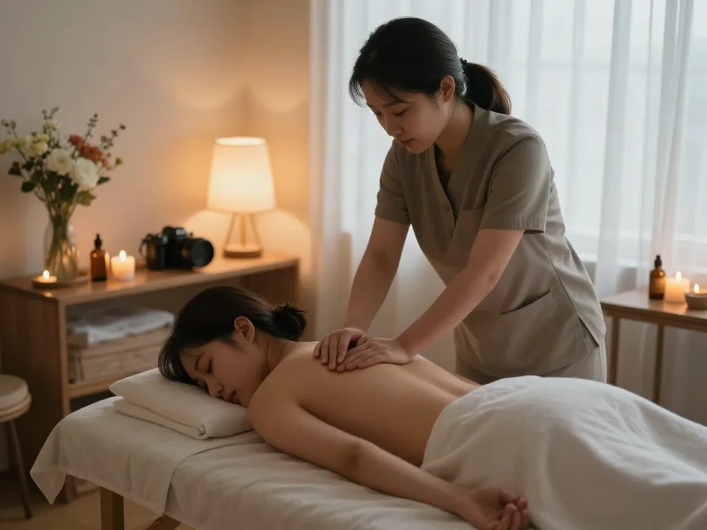 Experience 강서구출장안마 in a serene home massage setting with calming ambiance and relaxation.