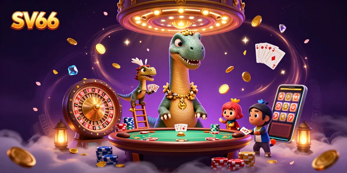 Experience exciting casino moments with SV66 featuring a hypnotizing brontosaurus and vibrant game elements.