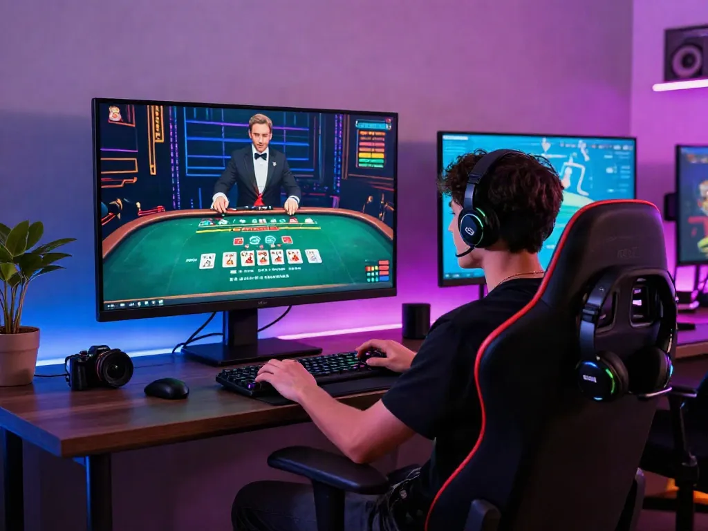 Exciting ku88 online gaming experience with a player engaged in live casino blackjack.