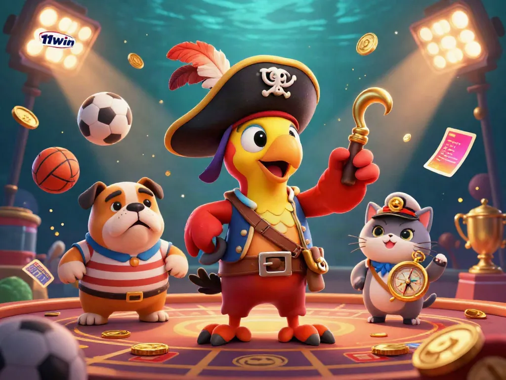 Engage with the exciting world of 11win, featuring dynamic casino elements and vibrant characters.