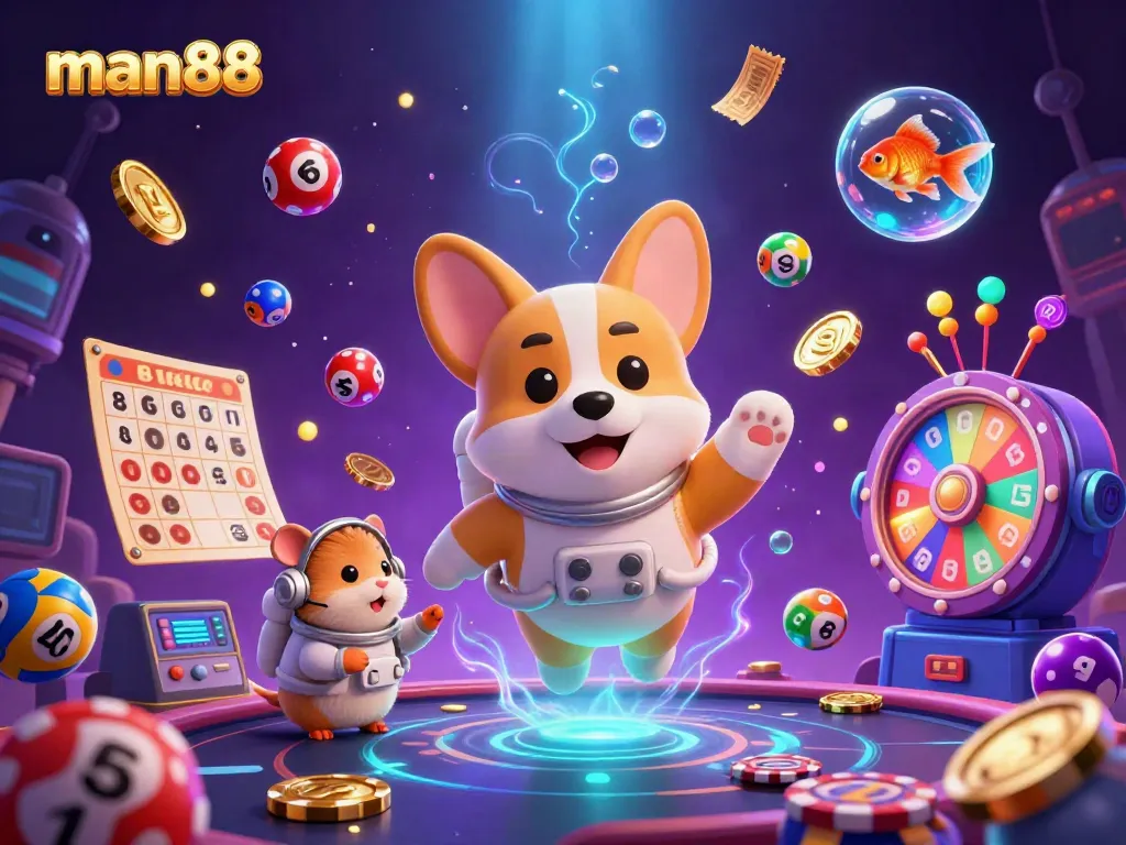 Engage in thrilling adventures at man88's 3D casino with colorful games and vibrant characters.