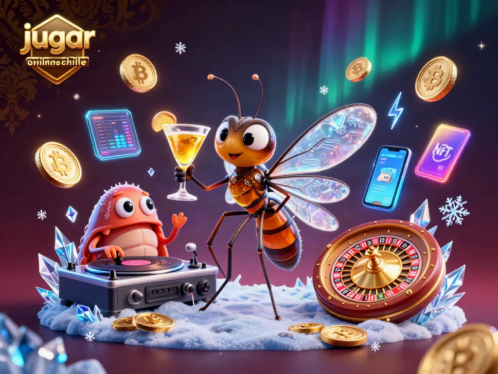 Jugar casino online Chile con una escena vibrante de un mosquito y un DJ en un casino virtual.