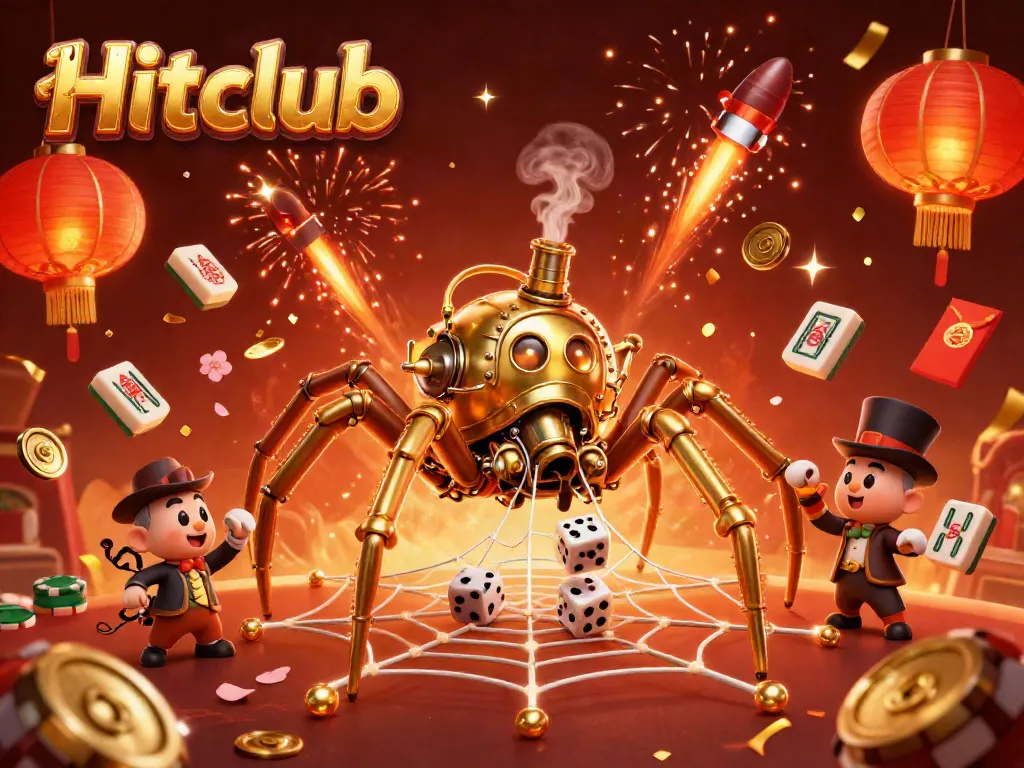 Catch the excitement at Hitclub with a dynamic scene of steampunk characters amid casino elements.
