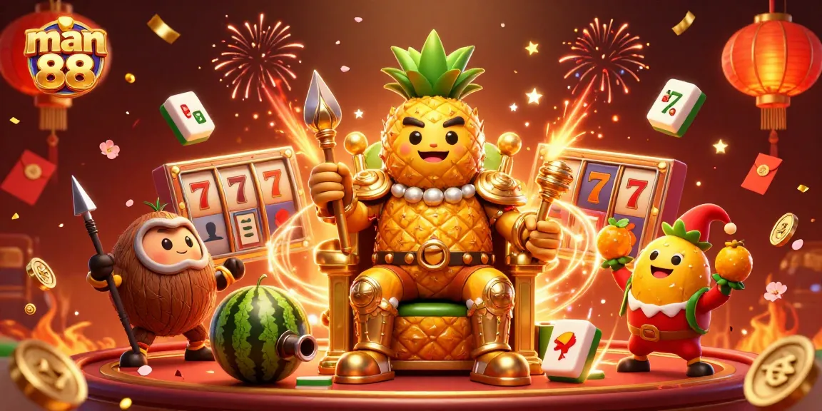 Engage with the man 88 casino experience featuring vibrant 3D characters and festive game elements.