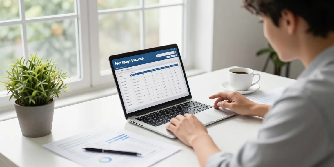 Calculate your mortgage with ease in a bright home office setup.