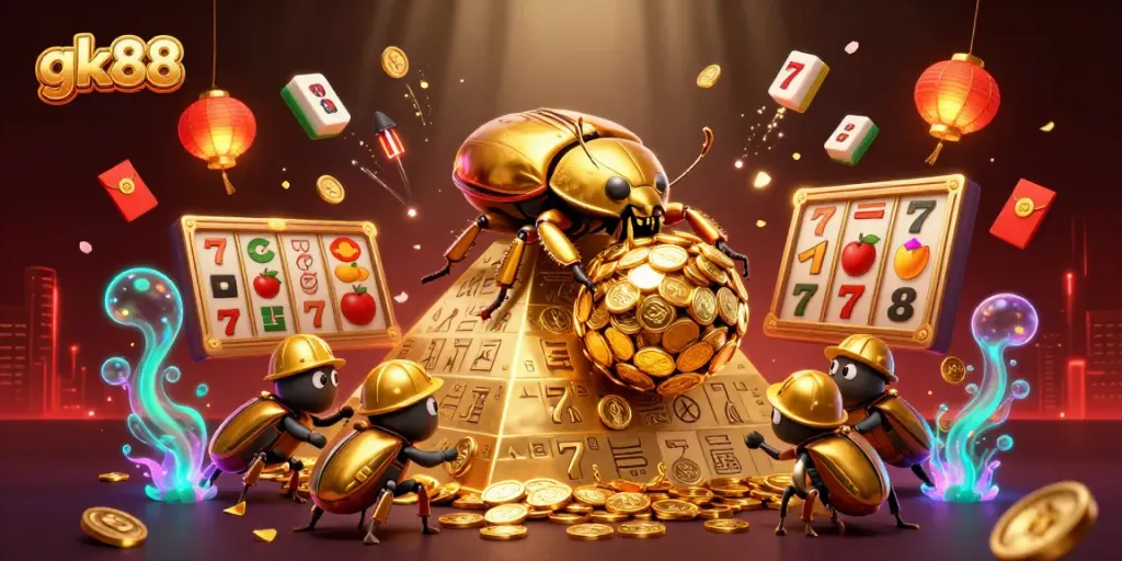 Experience the excitement of gk88 casino games with a vibrant 3D illustration, featuring rich details and dynamic action.