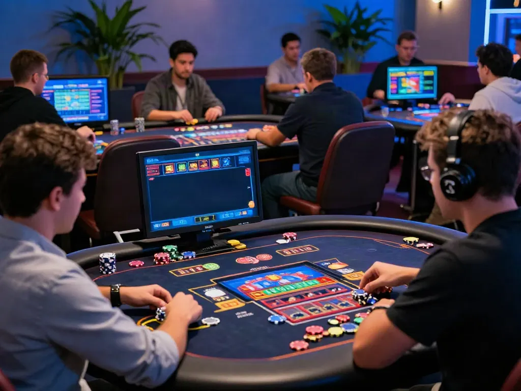 Online gambling scene at https://c168slot2.com/ with players engaged at a virtual casino table.