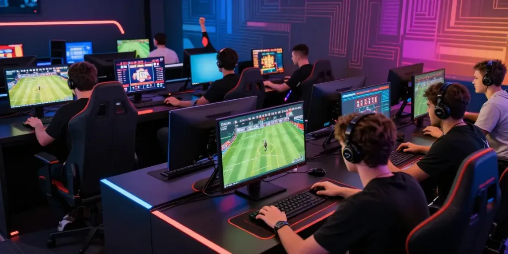 Engaging scene at https://man88.hair/ with players immersed in online sports betting and casino games.