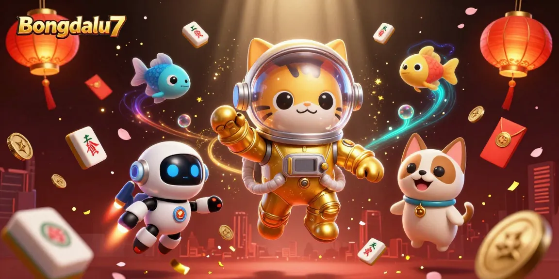 Bongdalu7 showcases an ultra-detailed 3D illustration with astronaut cat and dynamic gaming elements for an immersive betting experience.