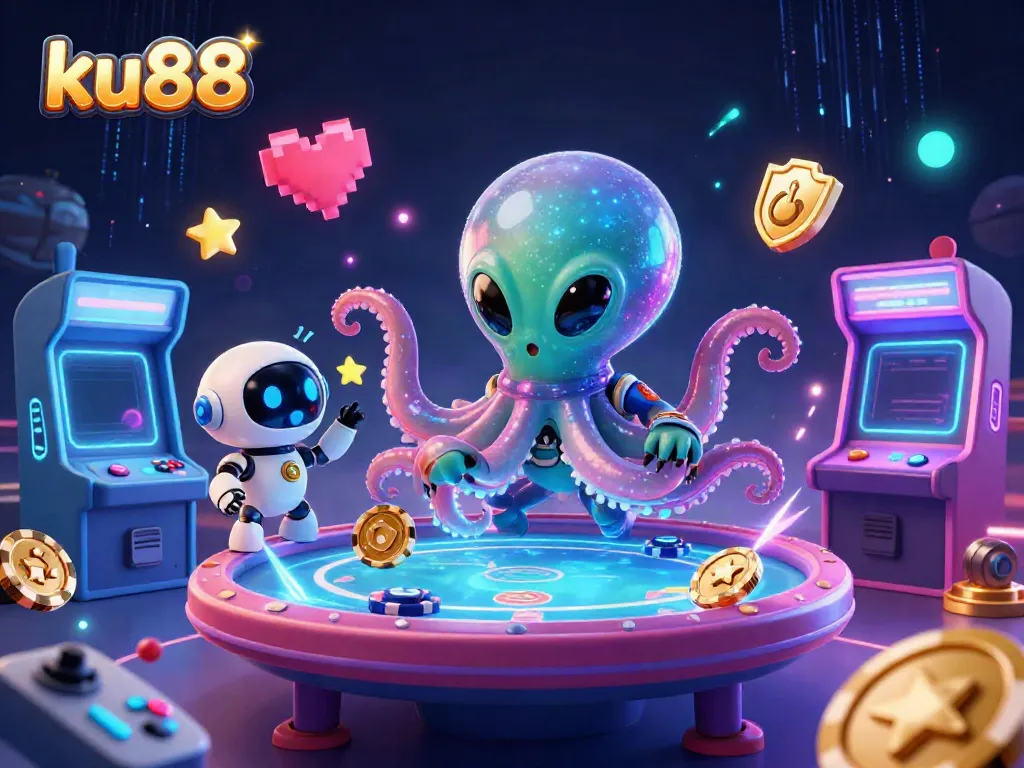 Experience thrilling gameplay at ku88 with alien octopus and holographic poker action!