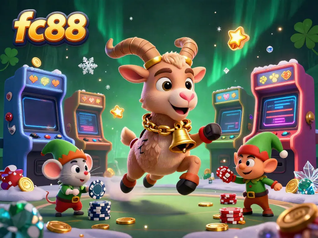 Experience thrilling gameplay at FC88 Casino with vibrant 3D characters in a festive casino setting.