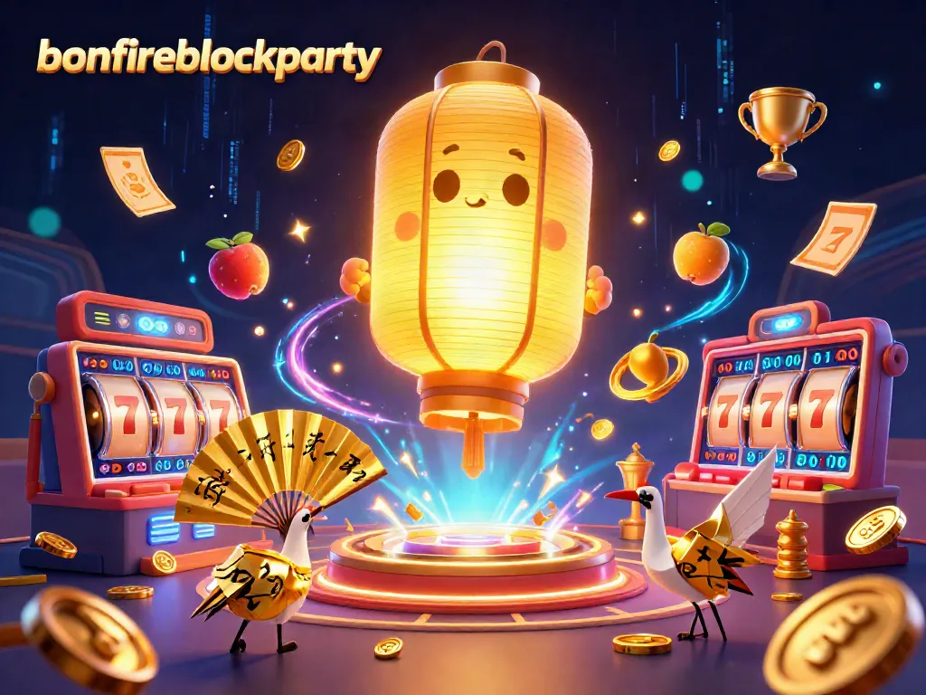 Experience the excitement at bonfireblockparty with vibrant casino elements and golden figurines in action.