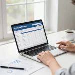 Calculate your mortgage with ease in a bright home office setup.