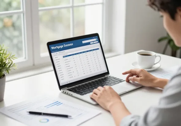 Calculate your mortgage with ease in a bright home office setup.