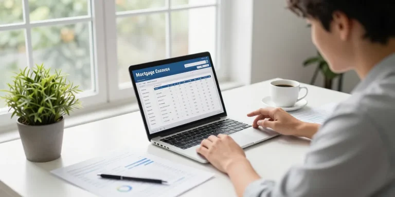 Calculate your mortgage with ease in a bright home office setup.