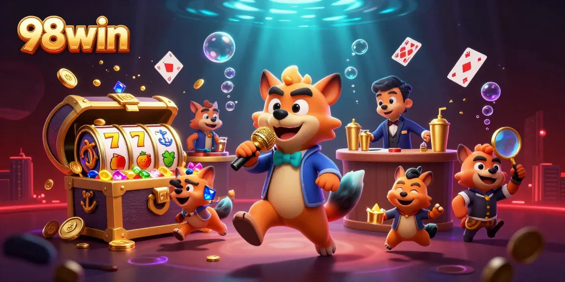 Experience thrilling entertainment at 98win's casino with cartoon hyenas in action.