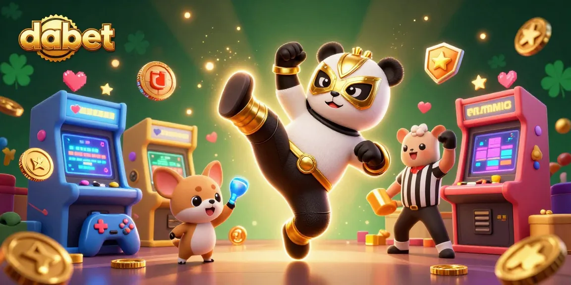 dabet showcases a vibrant 3D illustration of a panda wrestler and animal crowd in an engaging casino scene