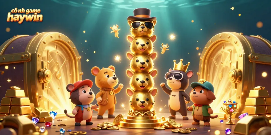 Experience the thrill at cổng game haywin with animated totem, treasures, and vibrant casino elements.