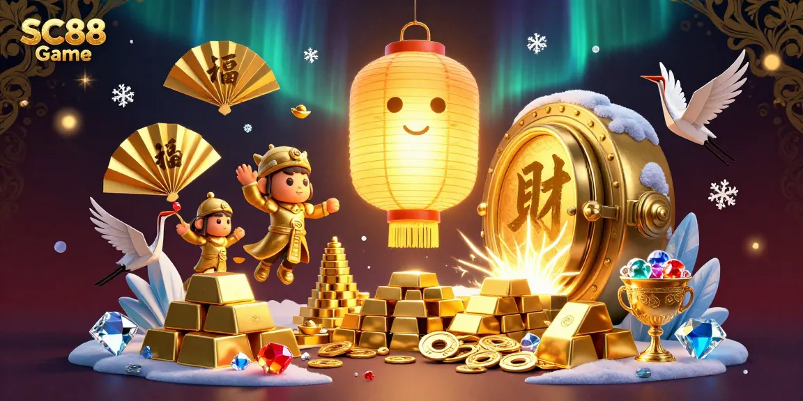 Engage with the SC88 Game at a vibrant night market casino, filled with golden treasures and lucky symbols.