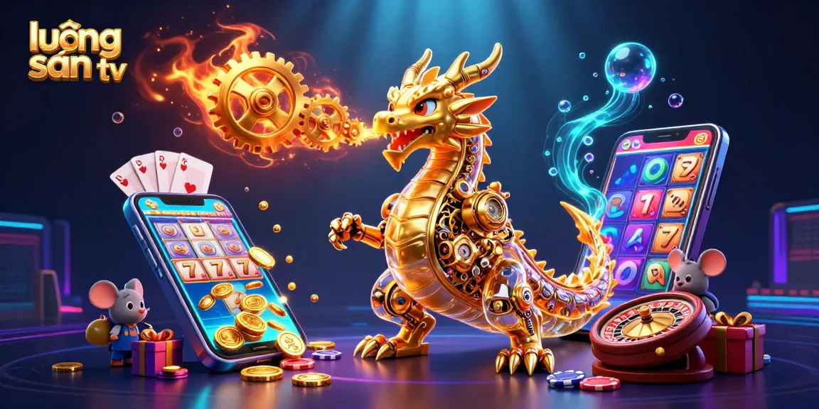 Experience thrilling gambling action with lương sơn tv's vibrant 3D illustration featuring a dragon and exciting game elements.