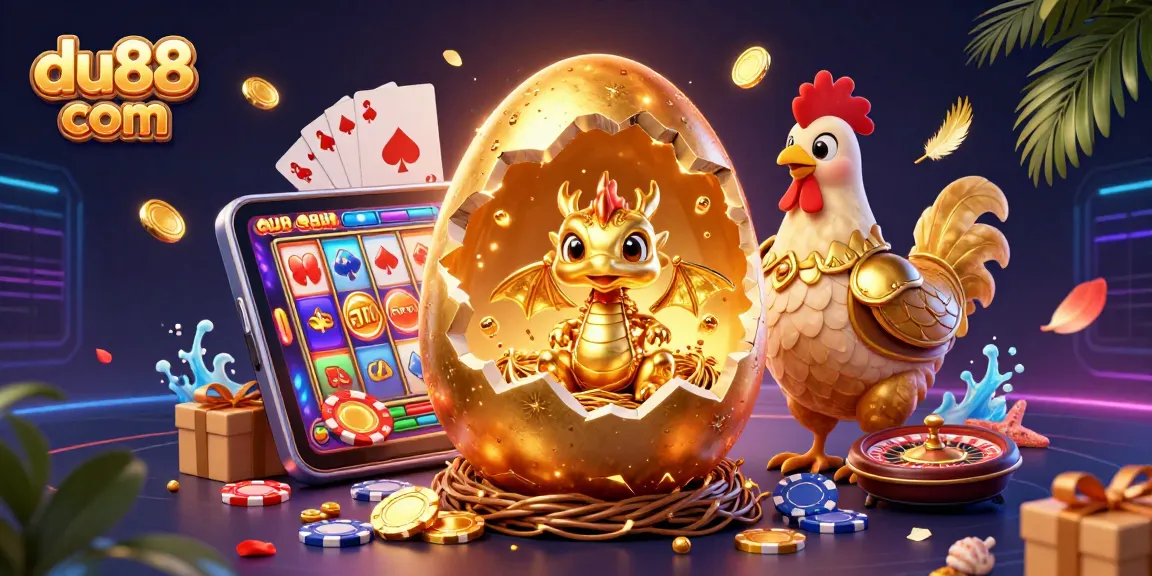 Engage with du88 com's vibrant gaming scene featuring a golden dragon and dynamic slots.